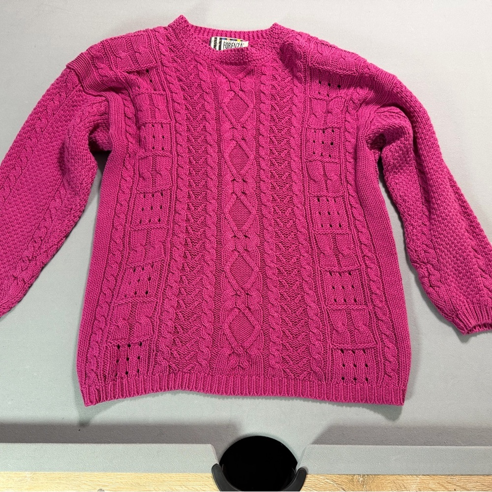 Forenza Magenta Cable Knit Sweater